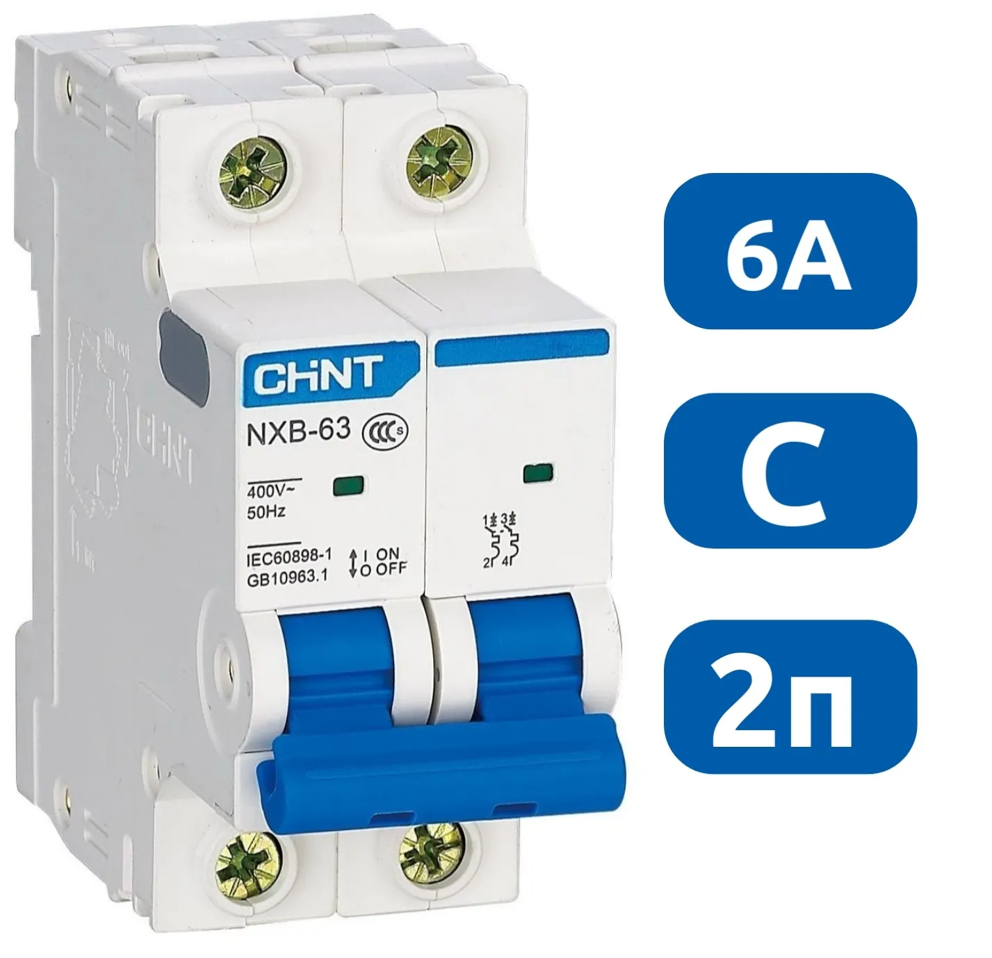 Автоматический выключатель NXB-63S C6/2 4.5кА CHINT