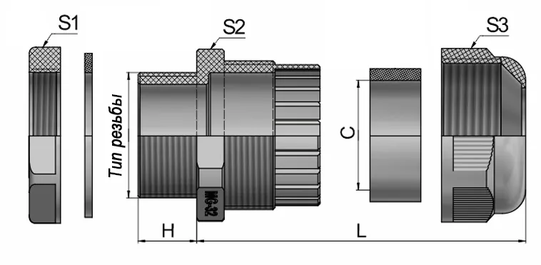 Сальник MG 12 пластик (3-6,5 мм) IP68 серый ГОФРОМАТИК