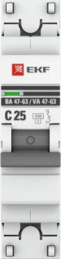 Автоматический выключатель ВА 47-63 C25/1 4.5кА Proxima EKF РАСПРОДАЖА
