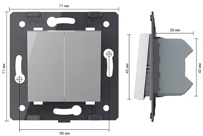 Выключатель перекрестный 1-кл. Серый Livolo