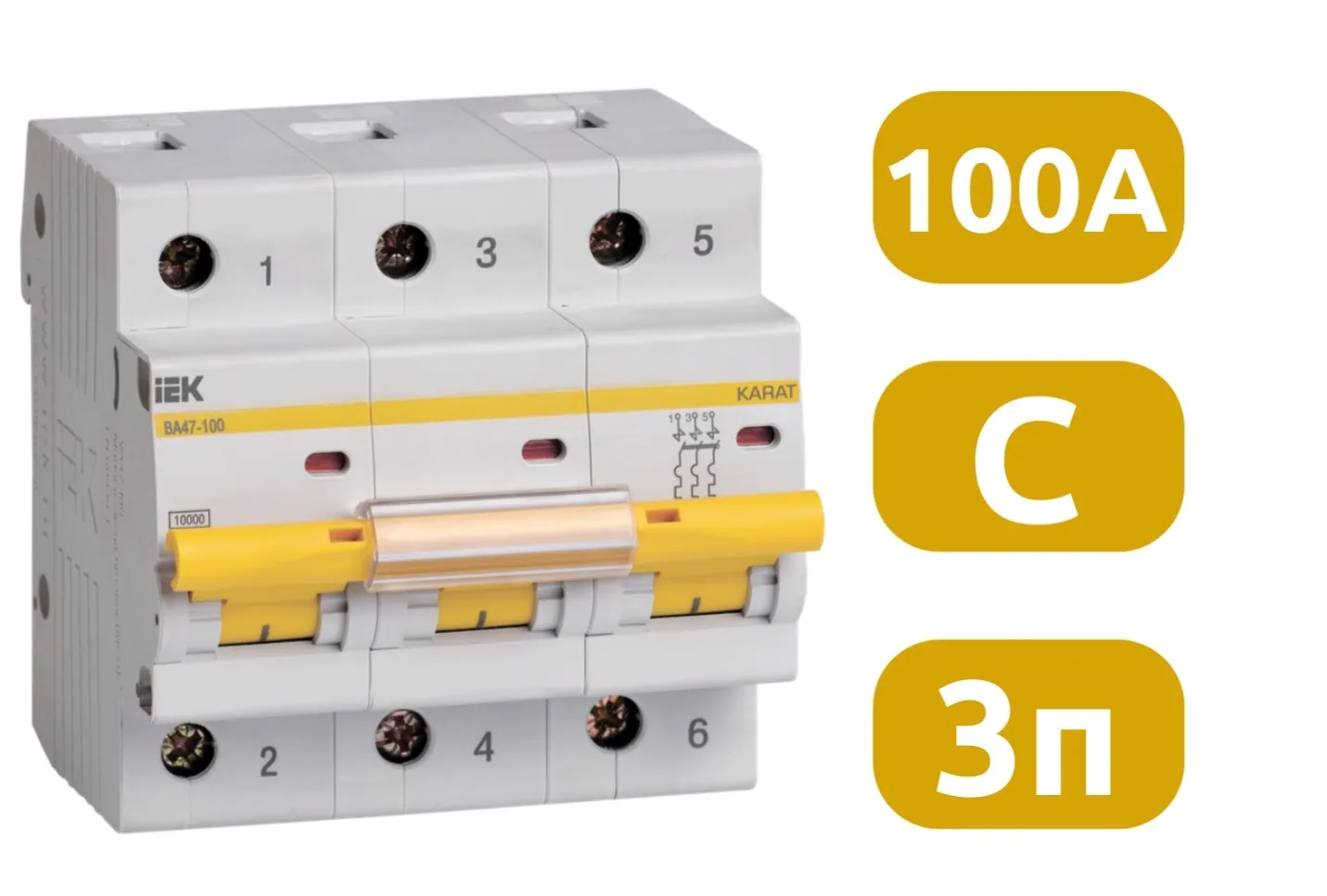 Автоматический выключатель ВА47-100 C100/3 10кА IEK