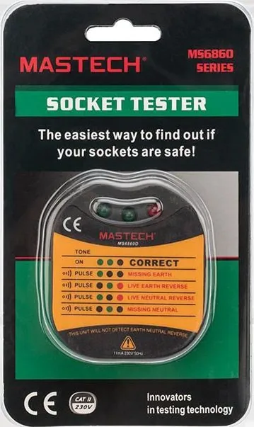 Тестер розеток MS6860D MASTECH (Rexant)