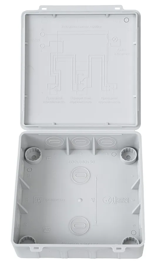 Коробка распред. о/п 100х100х30 IP55 СЕРАЯ пр. монт. двухкомпонентная HF УФ Промрукав (48)