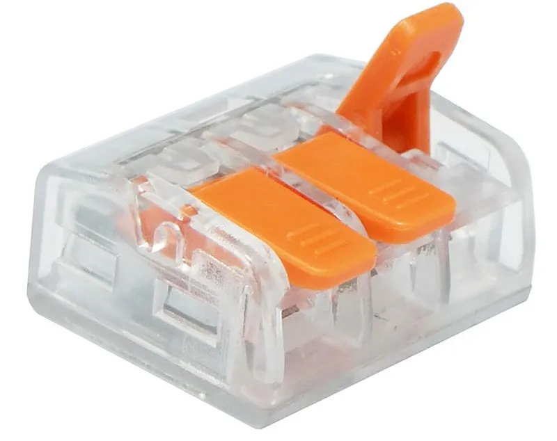 Клемма рычажковая 3 отверстия 0,08-2,5 (уп. 20шт) СМК221-413 прозр. DORI, уп