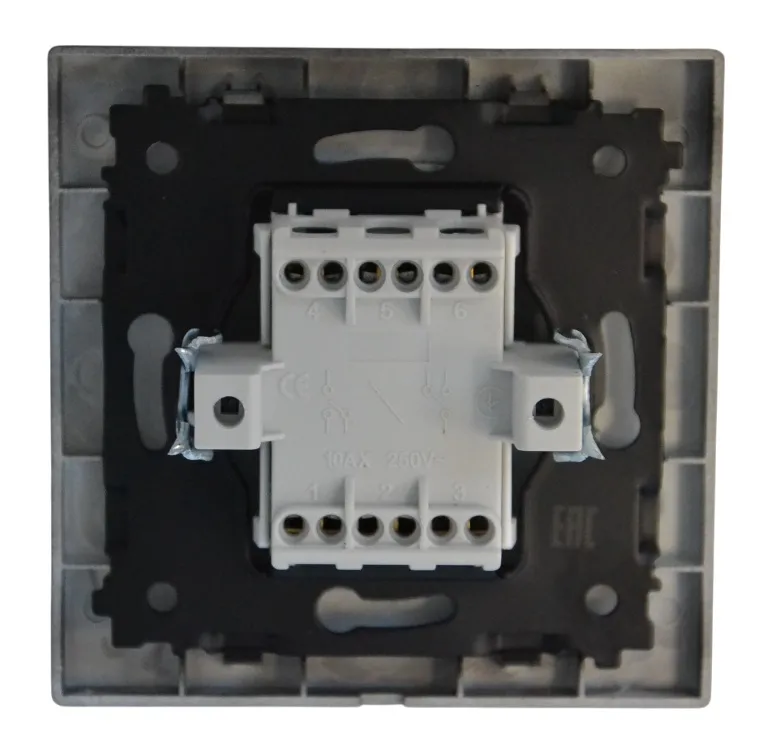 Выключатель проходной 2-кл. чёрный SD-P1007B "Standard" AWSproducts