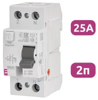 УЗО EFI6-P2 25/2/0.03 30мА, тип АС, 6кА ETI