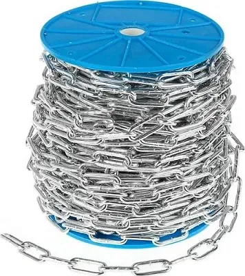 Цепь 4 мм длиннозвенная DIN763 цинк (боб. 38м) (кратно 5м) (ПСК)