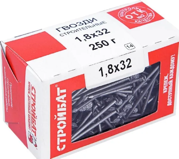 Гвозди 1,8*32 строительные ЧЕРН. (250 гр.) (Стройбат), уп