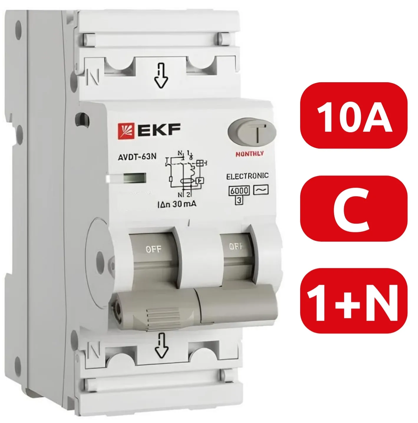 АВДТ-63N C10/1+N 30мА, тип А, 6кА PROXIMA EKF