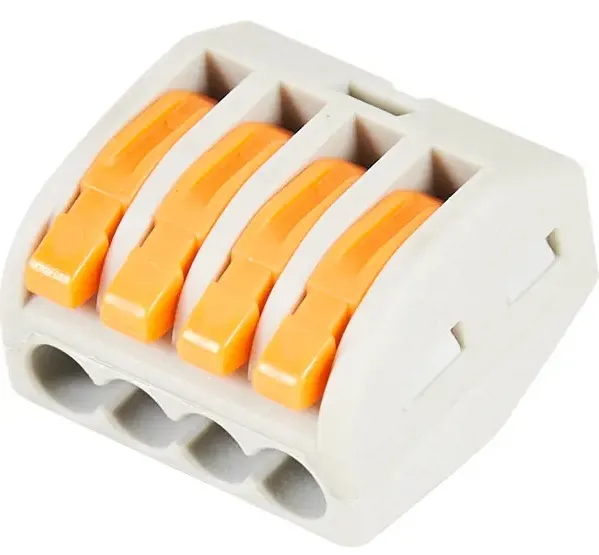 Клемма рычажковая 4 отверстия 0,08-2,5 (СМК 222-414) серая (HLT)