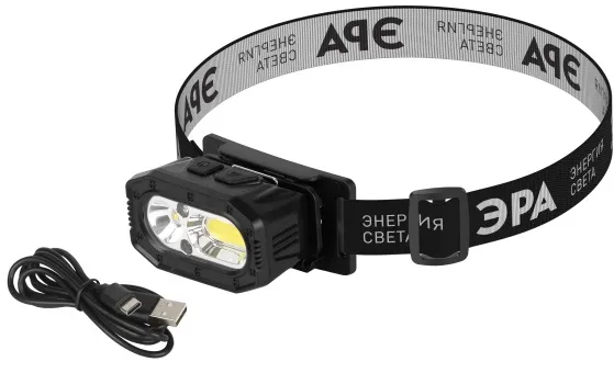 Фонарь налобный светодиодный GA-814 5Вт аккумуляторный 5 режимов ЭРА