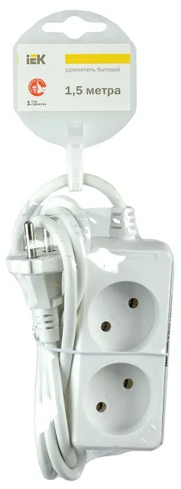Удлинитель бытовой 2гн. 1,5м б/з ПВС 2х0,75мм2 У2 IEK