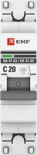 Автоматический выключатель ВА 47-63 C20/1 4.5кА Proxima EKF РАСПРОДАЖА