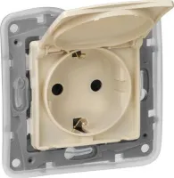 Розетка 1-я с/з со шторками и крышкой IP44 Сл.Кость ETIKA LEGRAND