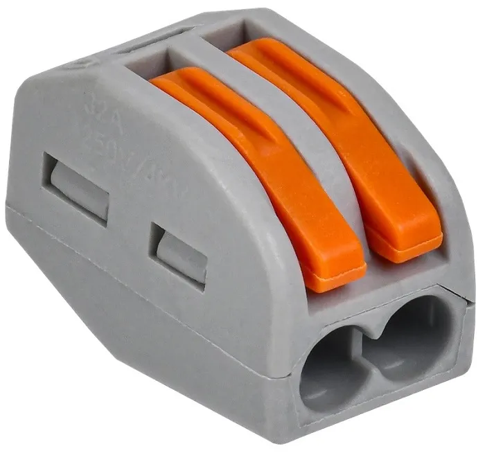 Клемма рычажковая 2 отверстия 0,08-2,5 уп50шт СМК 222-412 сер GENERICA, уп