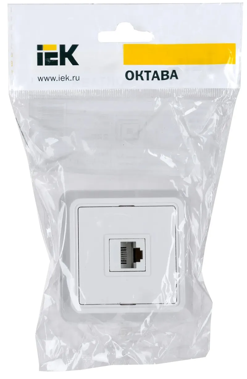 Розетка ОУ RJ11 (1-я) белая Октава IEK