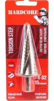 Сверло ступенчатое спиральное 4-32 мм (15 ступ.)Р6М5 "Hardcore", ком