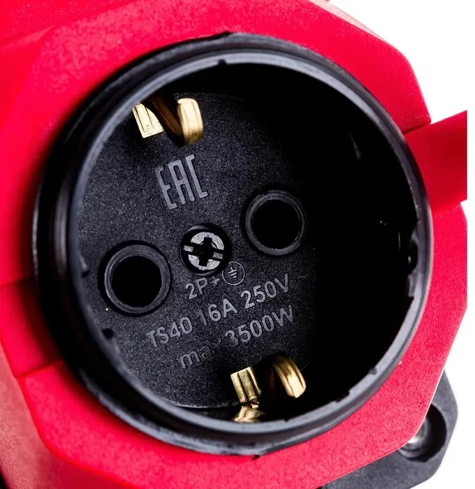 Розетка 1-ая каучук переносная с/з (красная) IP44 AY-KA