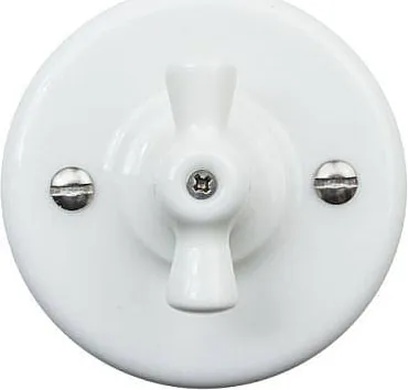 Выключатель проходной 1-кл. Белый (керамика) Bironi