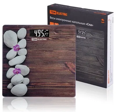 Весы электронные напольные "Спа", стекло, деление 0,01 кг, макс. 180 кг, 28х28 см, TDM