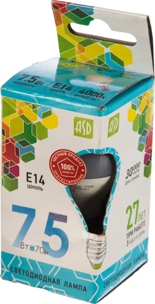 Лампа LED G45 E14 4000К 7.5Вт 675Лм ASD