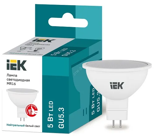 Лампа LED MR16 GU5.3 4000К 5Вт 450Lm IEK