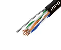 Кабель RIPO UTP4 CAT5E 24AWG 305м Cu (медь, outdoor) с одножильным тросом. черный