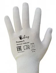 Перчатки "Сборочные работы: ДЕКОР", полиэстер, в и/у, 9(L), белые, Fiberon/300/12, п