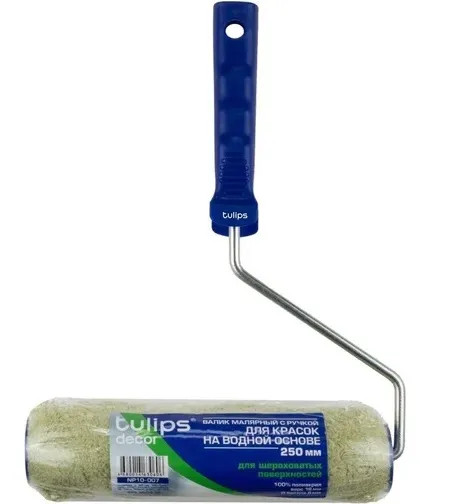 Валик с ручкой Tulips decor Green, полиакрил, 250 мм, ворс 18 мм