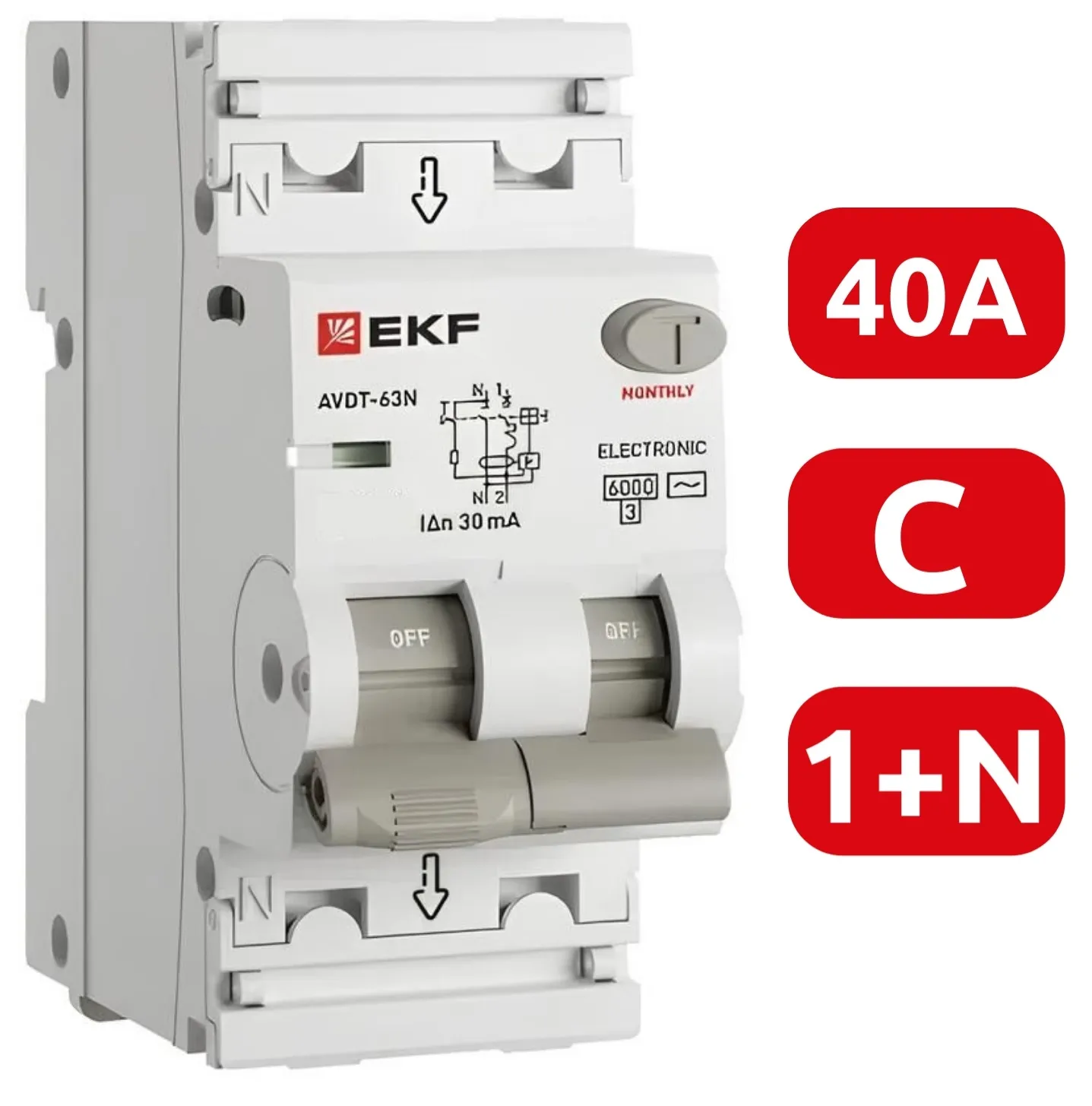 АВДТ-63N C40/1+N 30мА, тип А, 6кА PROXIMA EKF