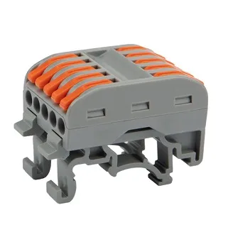 Клемма соединительная многоразовая проходная 5-полюсная, серая (0,08-4 мм?) с креплением на DIN-рейк