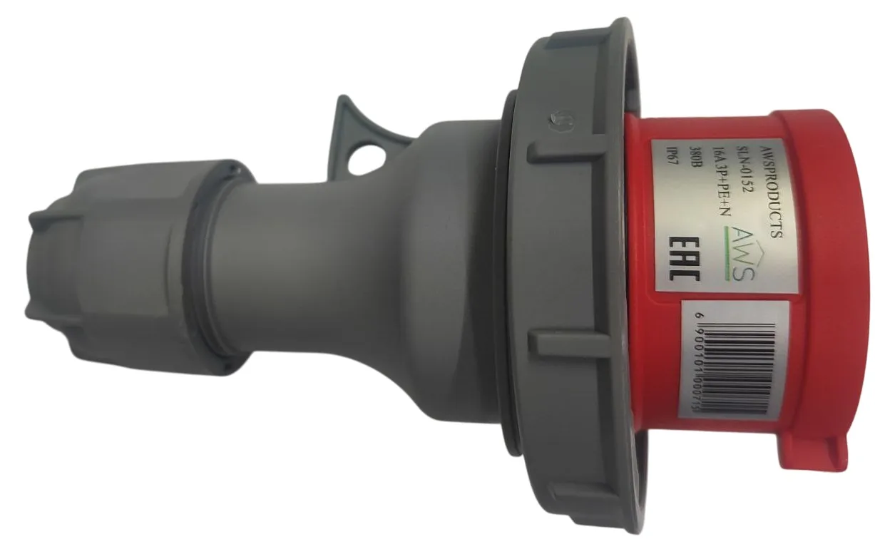 Вилка переносная 16A 5п (3P+PE+N) SLN-0152 IP67, 380В, AWSPRODUCTS