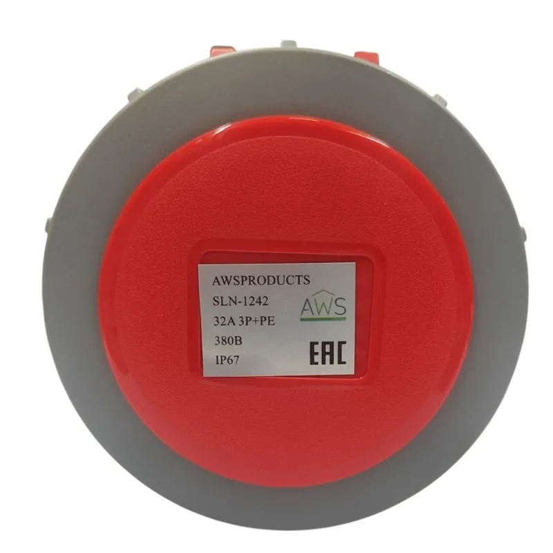 Розетка стационарная 32A 4п (3P+PE) SLN-1242 IP67, 380В, AWSPRODUCTS