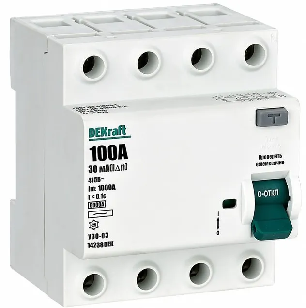 УЗО-03 100/4 30мА, тип AC, 6кА DEKraft