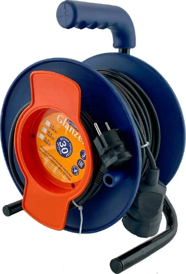 Удлинитель силовой на катушке GLANZEN ПВС 2х1,5