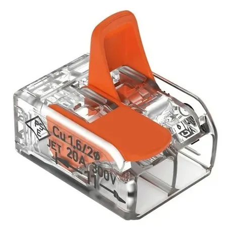 Клемма рычажковая 2 отверстия 0,08-2,5 (СМК 221-412) прозрачная (Ripo)