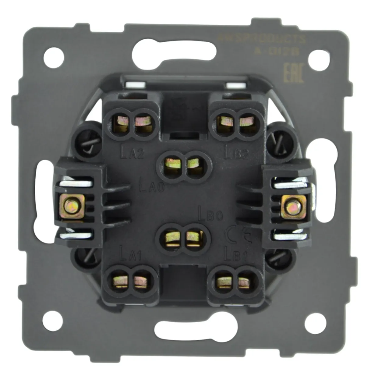 Выключатель проходной 2-кл. с подсветкой чёрный A-012B "Aura" AWSproducts