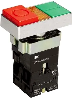 Кнопка LAY5-BW8465 I-O сдвоенная LED IEK