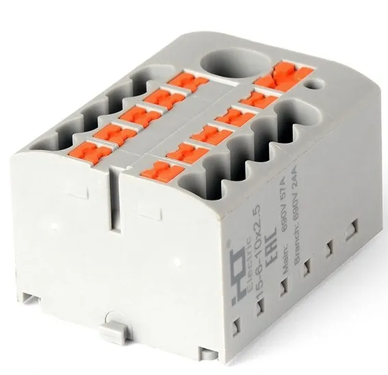 Распред. блок ПНК-15 ввод 6мм2/отвод 10x2.5мм2 HLT (ввод 6мм2)