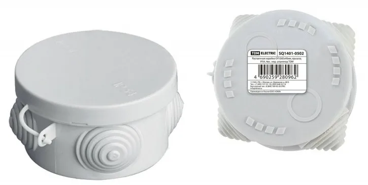 Коробка распред. о/п 85х40 IP54 СЕРАЯ 4 сальника TDM (120)