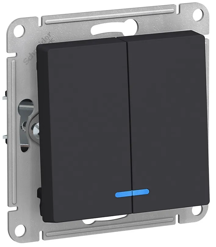 Выключатель 2-кл. с подсветкой Карбон AtlasDesign SE