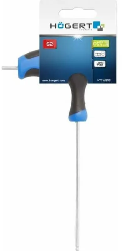 Ключ шестигранный Т-образный с шаровым наконечником 2,5мм HOEGERT, ком