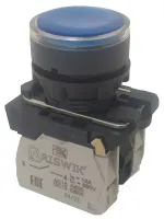 Кнопка КМЕ 4610м -Л 220В син. IP65 10А 1но Briswik