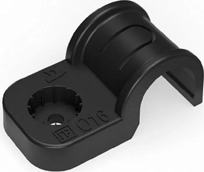 Крепеж-скоба для труб 20 мм ЧЕРНАЯ прямой монтаж Промрукав (50шт)