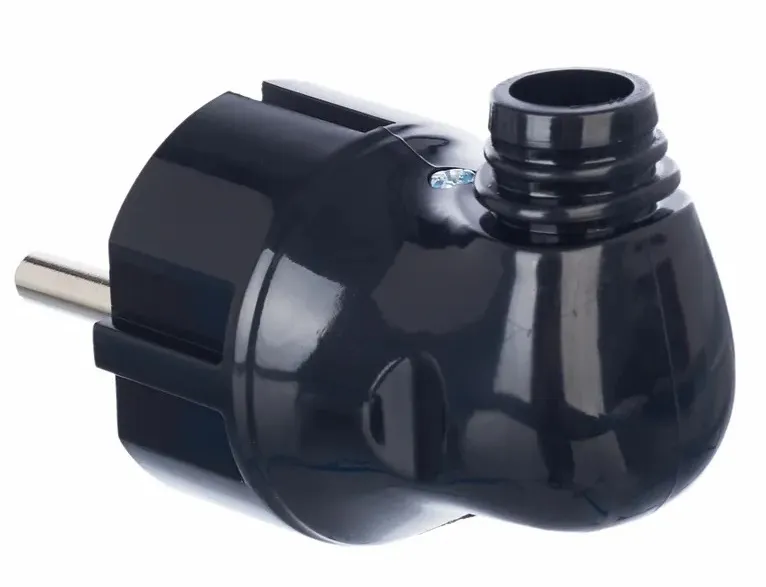 Вилка угловая с/з 16А Черная ВПу11-02-Ст IEK