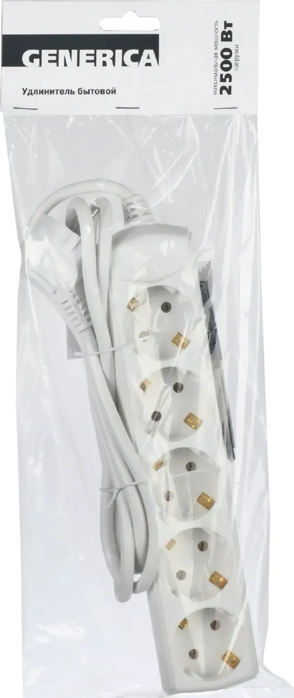 Удлинитель бытовой 5гн. 3м с/з ПВС 3х1мм2 У05 GENERICA