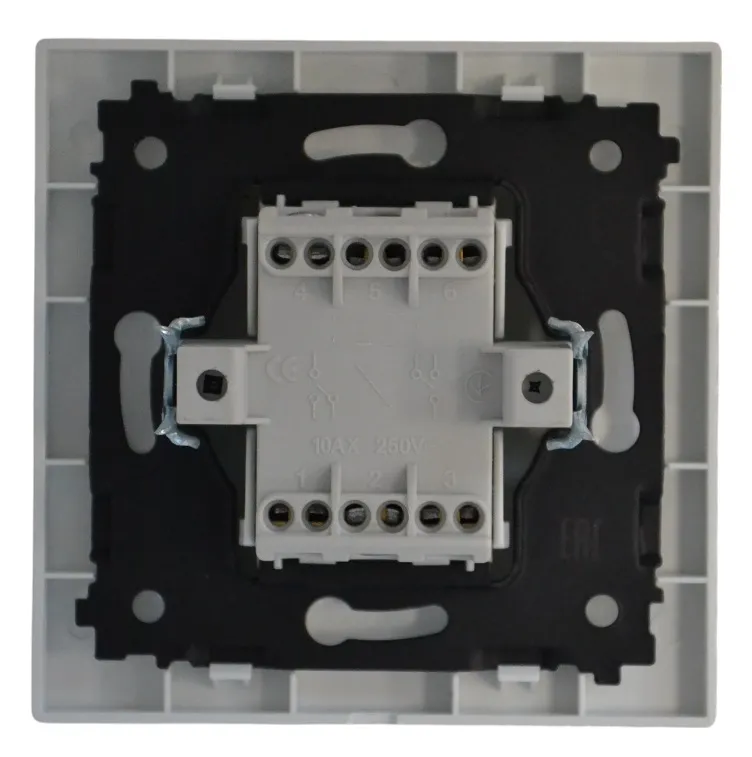 Выключатель проходной 2-кл. с подсветкой белый SD-P1008W "Standard" AWSproducts