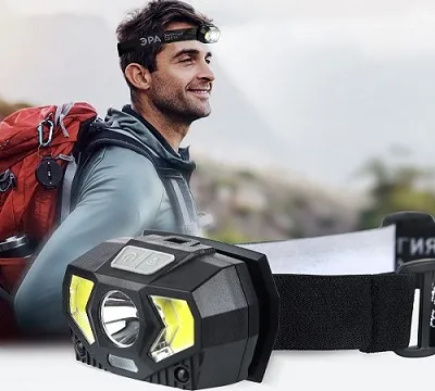 Фонарь налобный светодиодный GB-608 5Вт на батарейках 3xAAA ЭРА