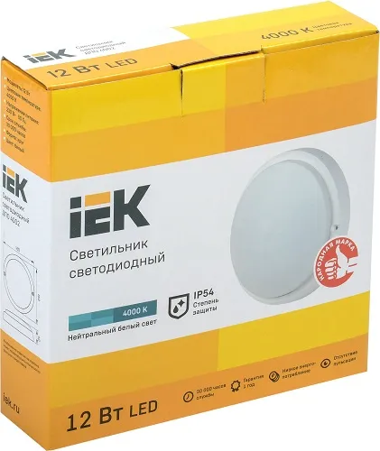 Светильник LED ЖКХ ДПО 4002 12W 800Lm 4000K IP54 круг IEK