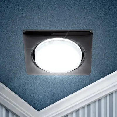 Светильник под лампу GХ53 квадр. 220V, 13W черный металл ЭРА